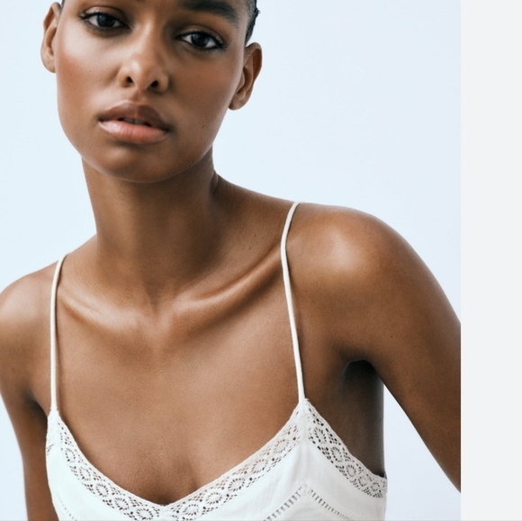 Zara linen blend  Dress Sz S Mini Bohemian Shorts Embroidered  white 088… - Picture 4 of 4